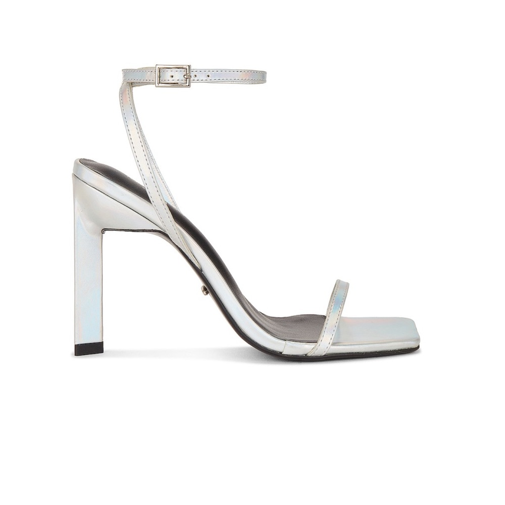 TONY BIANCO | Banji Sandal Heels in Silver Illumine Metallic | Revolve